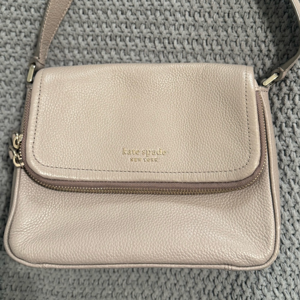 Kate Spade Lilac Purple Leather Crossbody Zip Flap Handbag
